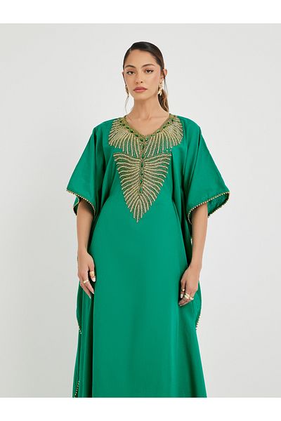 Maxim Creation By Styli Embroidered Short Sleeve V Neck Jalabiya