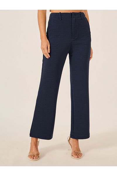 Styli Solid Flat Front Low Rise Flared Pants