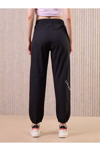 Technosport By Styli Women Black Solid 2-Way Stretch Joggers