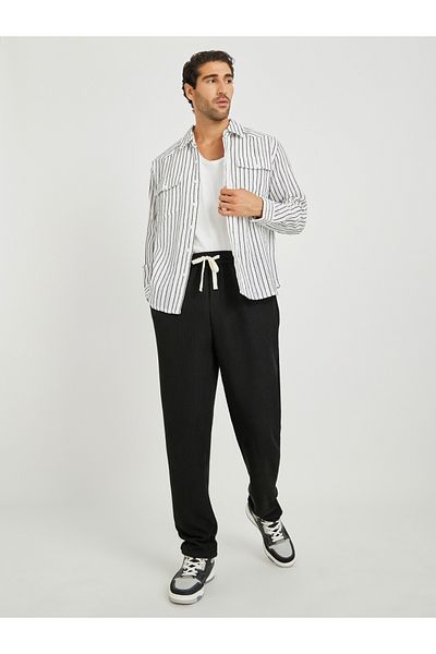 Styli Yarn Dyed Striped Long Sleeve Relaxed Fit Shirt with Flap Pockets