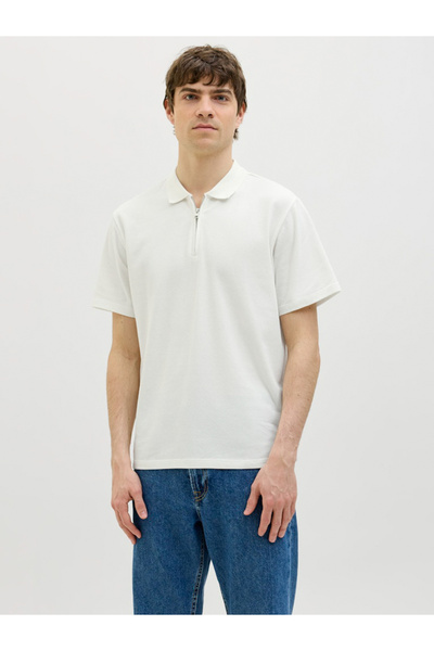 REBEL By Styli تي شيرت بولو بنصف سحاب وقصة عادية