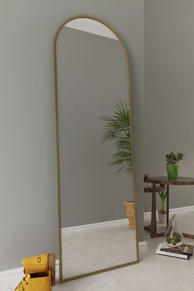 Marsah Home Oglinda de perete semiovala 180x60 Cm Auriu