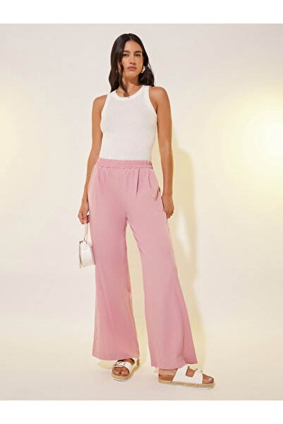 Styli بنطلون فضفاض مطوي سادة