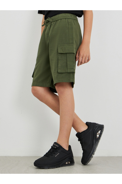 Styli Boys Solid Drawstring Waist Cargo Shorts