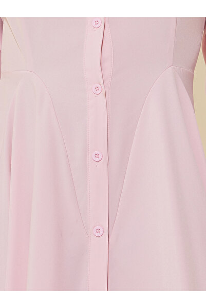 Styli Solid Long Sleeve Shirt Maxi Dress