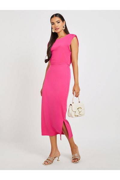 Styli Plain Sleeveless Sheath Midi Dress