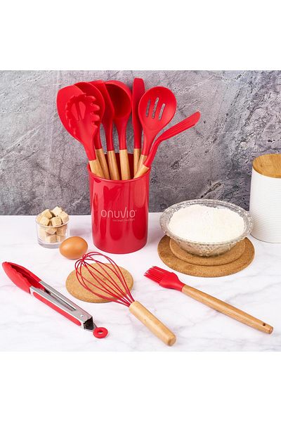 Onuvio 12-piece kitchen utensil set, Food-grade Silicone, Heat-resistant, Non-stick, Onuvio™ - Red