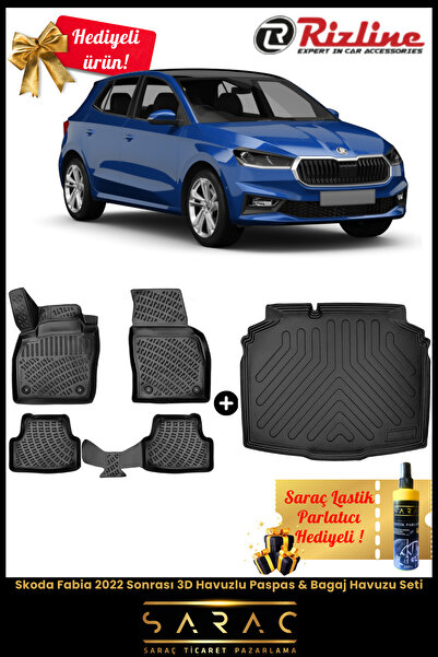 Rizline Skoda Fabia 2022 Sonrası Havuzlu Paspas & Bagaj Havuzu Seti+HEDİYELİ!