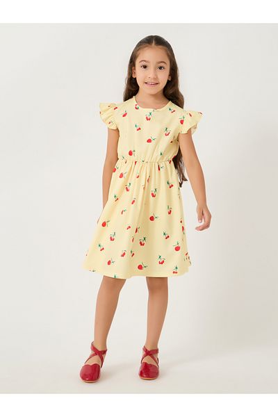 Styli All-Over Print Ruffled Sleeves Dress
