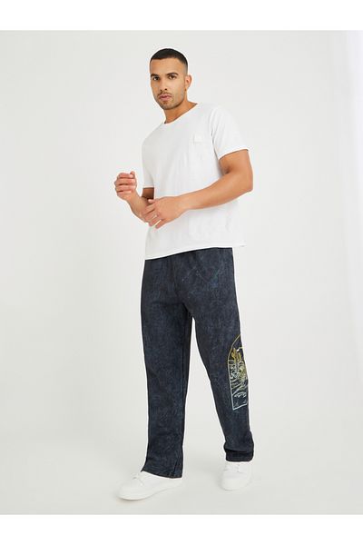 Styli Placement Print Acid Wash Oversize Joggers