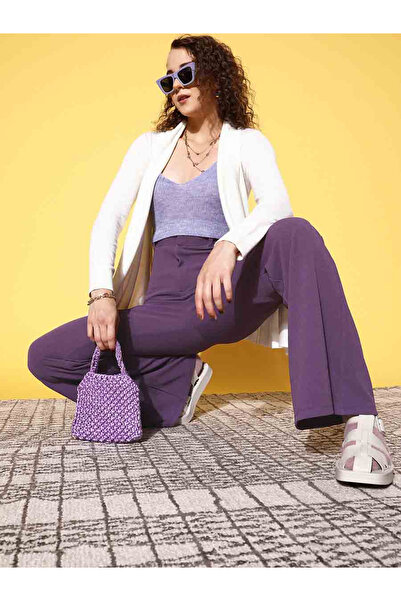 Sassafras By Styli Solid Flare Fit Trousers