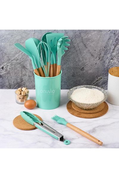Onuvio 12-piece kitchen utensil set, Food-grade Silicone, Heat-resistant, Non-stick, Onuvio™ - Turquoise