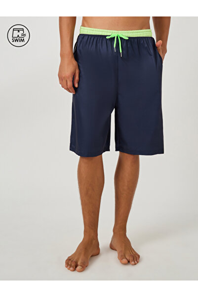 Styli Solid Regular Fit Swim Shorts with Contrast Waistband