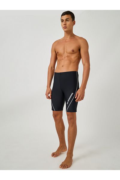 Styli Text Print Skinny Fit Swim Tights with Piping