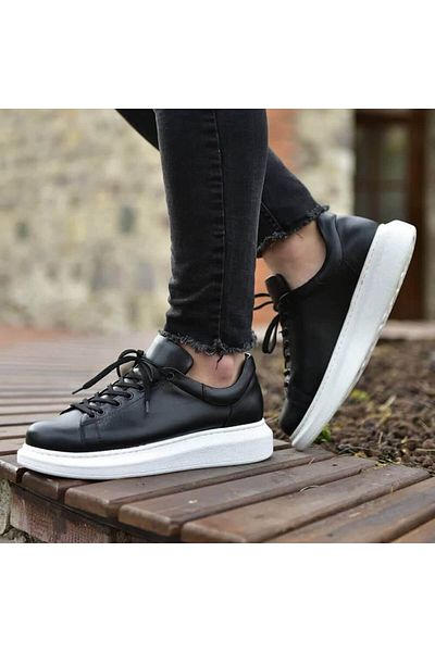 dehaine Men's Sneakers, Casual, Vip, Black With White Sole, 555