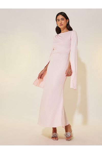 Styli Solid Cape Sleeves Bodycon Midi Dress