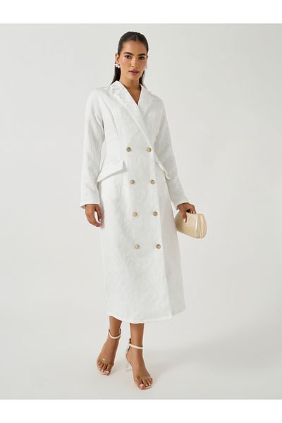 Styli Self Design Jacquard Long Sleeves Blazer Midi Dress