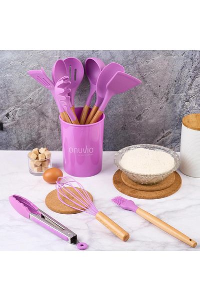 Onuvio 12-piece kitchen utensil set, Food-grade Silicone, Heat-resistant, Non-stick, Onuvio™ - Purple