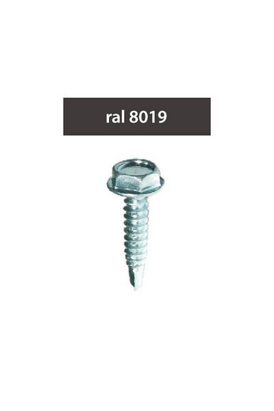 index Self-tapping Screws Ral8019-Mahogany 4.8X28Mm, 250/Set