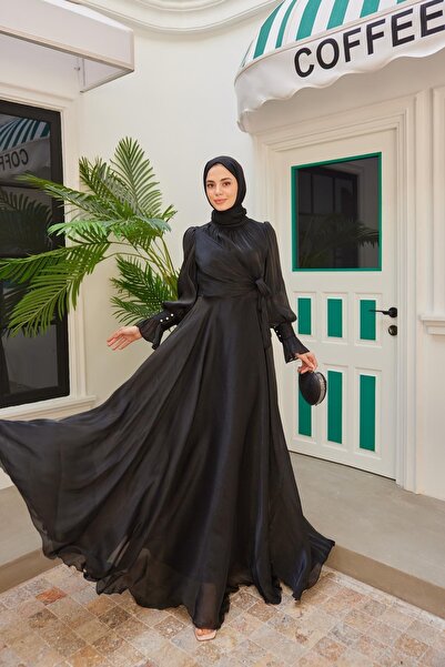 Moda Asrın Siyah Asrın Kuşak Detaylı Abiye