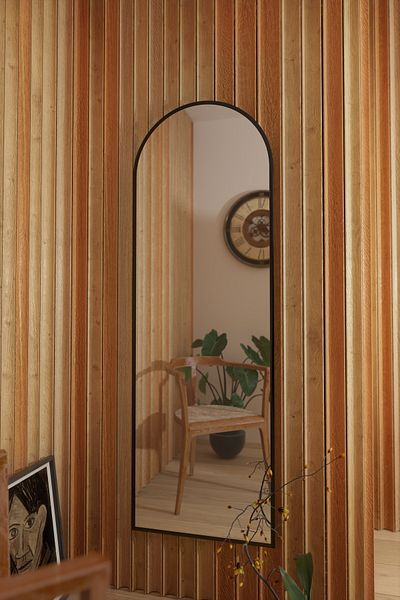 Marsah Home Semi-oval wall mirror 180x60 Black