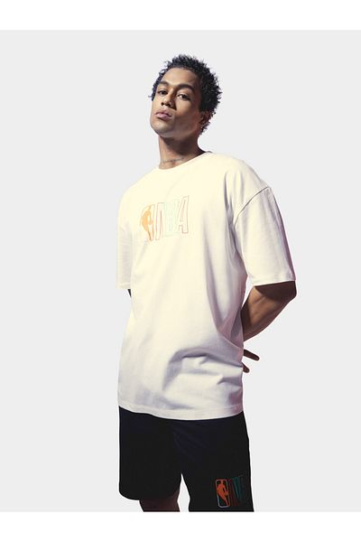 DeFacto NBA Wordmark Oversize Fit TShirt - White