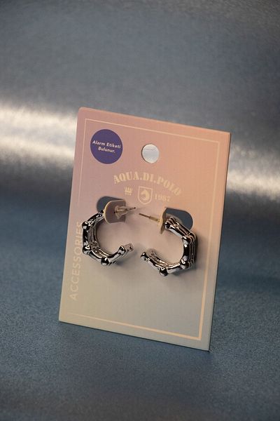 Aqua Di Polo 1987 Women's Silver Hoop Earrings