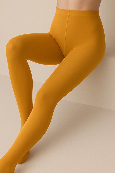 DÜVEN Kadın Orta Kalın Mevsimlik 40 Den Opak Mat Safran Külotlu Çorap