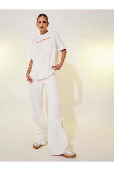 Styli Slogan Print Round Neck T-Shirt