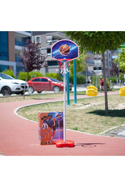 DEDE Ayaklı Basketbol Potası + Plastik Basketbol Top Seti | 3 Kademeli Yükseklik Ayarı 75cm-155cm