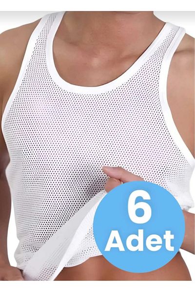 başaranoğlu Men's Cotton Mesh Singlet – Breathable, Comfortable Design 6 Pieces