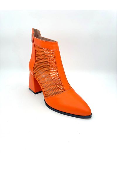 Mariolucci Women's Summer Boots (Mesh) Genuine Orange Leather