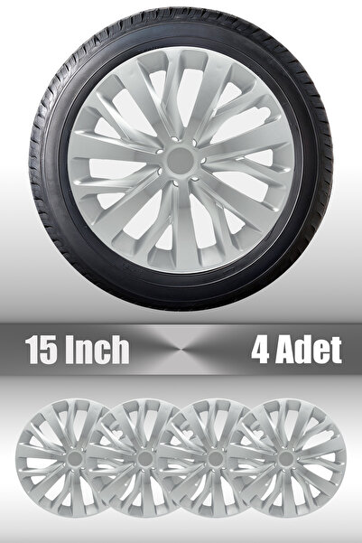 FRWY Ford Fiesta Focus Fusion 15" inç Uyumlu 4 Adet 1 Takım Gri Jant Kapağı