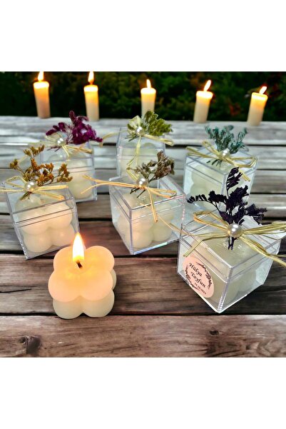 Murat Süs Bernami Doğal Çiçekli Bubble Mum Düğün, Nişan, Nikah Şekeri Hediyel...