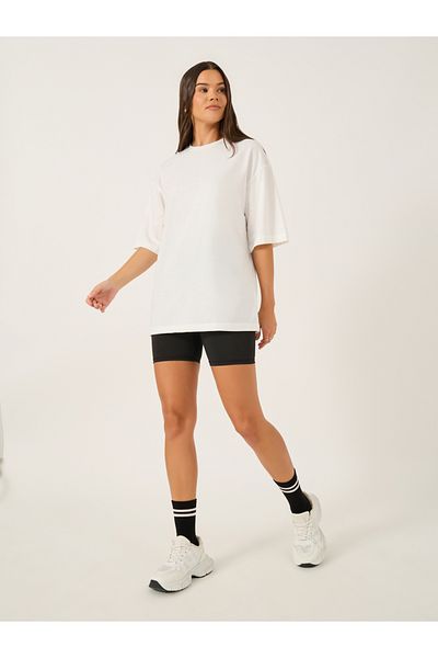 Styli Slogan Print Short Sleeve Oversized T-Shirt