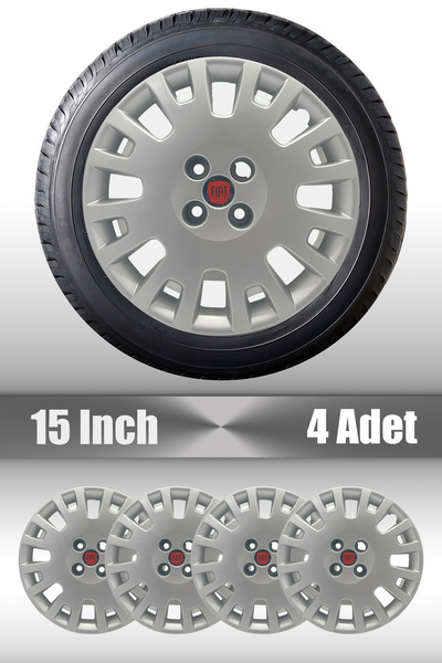 FRWY Fiat Punto Doblo Linea Fiorino 15" inç Uyumlu 4 Adet 1 Takım Gri Jant Ka...
