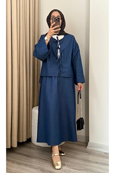 MERİÇ BOUTİQUE Summer Thin Denim Fabric Skirt Suit