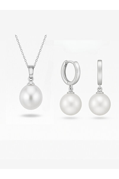 bymissmücevherat Zarif Işıltı: 925 Ayar Gümüş İnci Set Yuvarlak İnci Kolye ve...