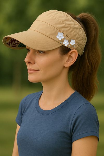 LAGRANZE Women's Wide Brim Visor Sun Hat - Adjustable Summer Brim Velcro Beach Hat