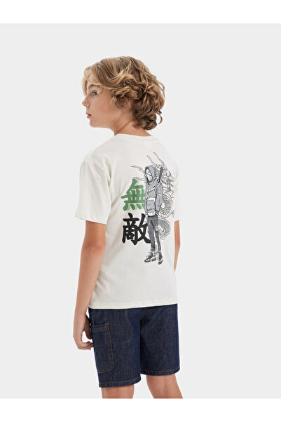 DeFacto Kids White Cotton Short Sleeve T-Shirt