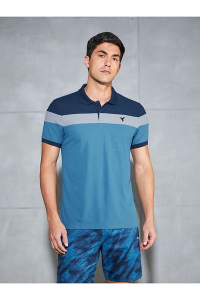 Technosport By Styli Color Block Short Sleeve Pique Slim Fit Polo T-Shirt