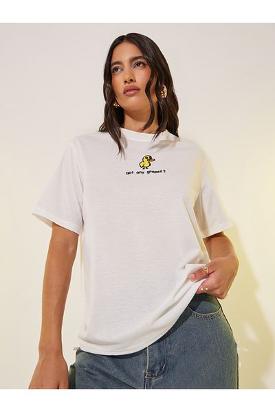 Styli Embroidered Round Neck T-Shirt