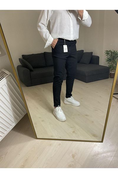 LU-MİLA Stretchy Lycra Comfortable Slim Cut Trousers