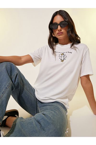 Styli Embroidered Round Neck T-Shirt