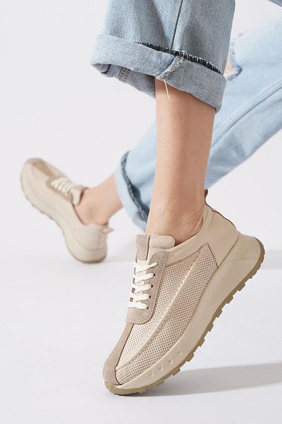 Moda Pie Pantofi sport de damă Olipo Saddler Staple din piele naturală piele bej