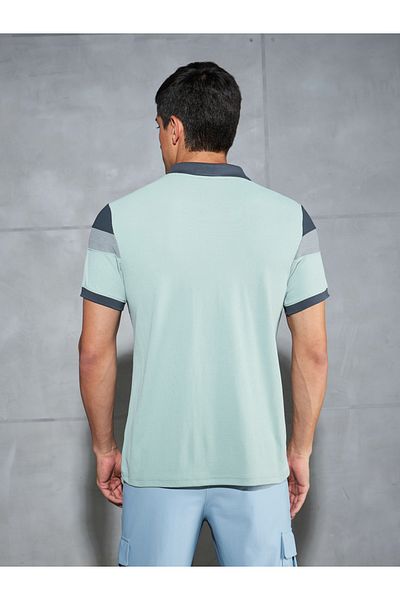 Technosport By Styli Color Block Short Sleeve Pique Slim Fit Polo T-Shirt