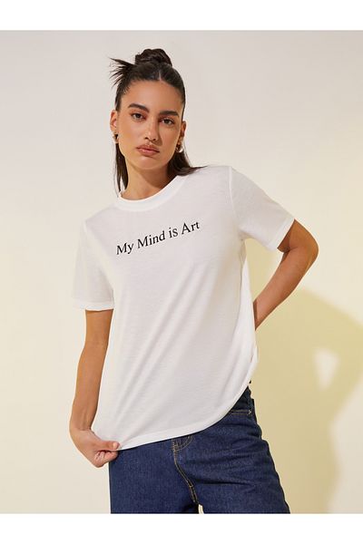 Styli Slogan Print Round Neck T-Shirt