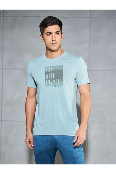 Technosport By Styli Graphic Print 4-Way Stretch Slim Fit T-Shirt
