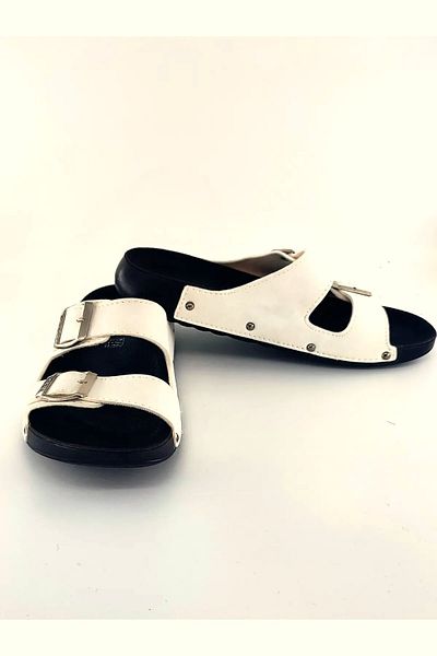 Esem Light Beige Double Buckle Orthopedic New Trend Slippers