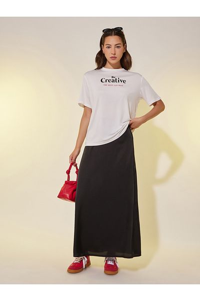 Styli Slogan Print Round Neck T-Shirt